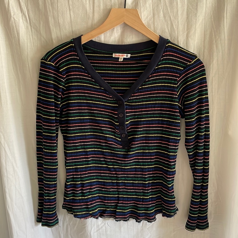 Sundry Cropped Henley